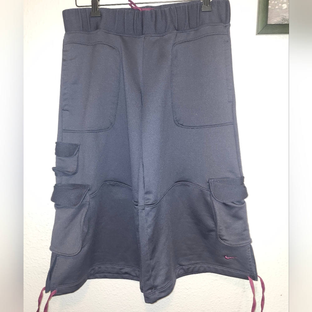 Y2K Nike Steel Blue Wide Leg Cargo Capri Pants Size Small